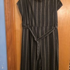 Striped Black Jumpsuit with Belt
